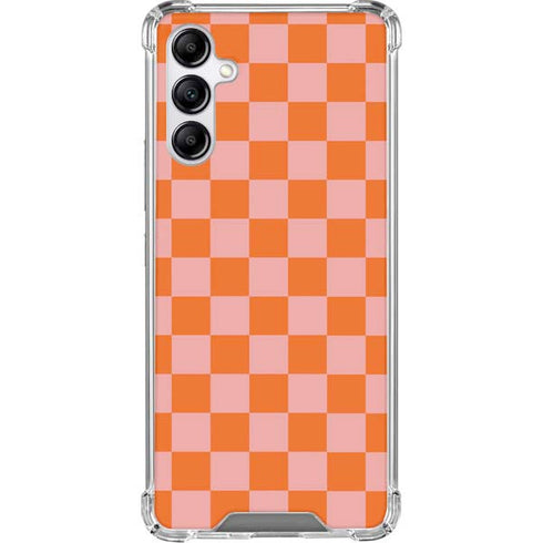 Orange Checkered Galaxy A15 5G Clear Case